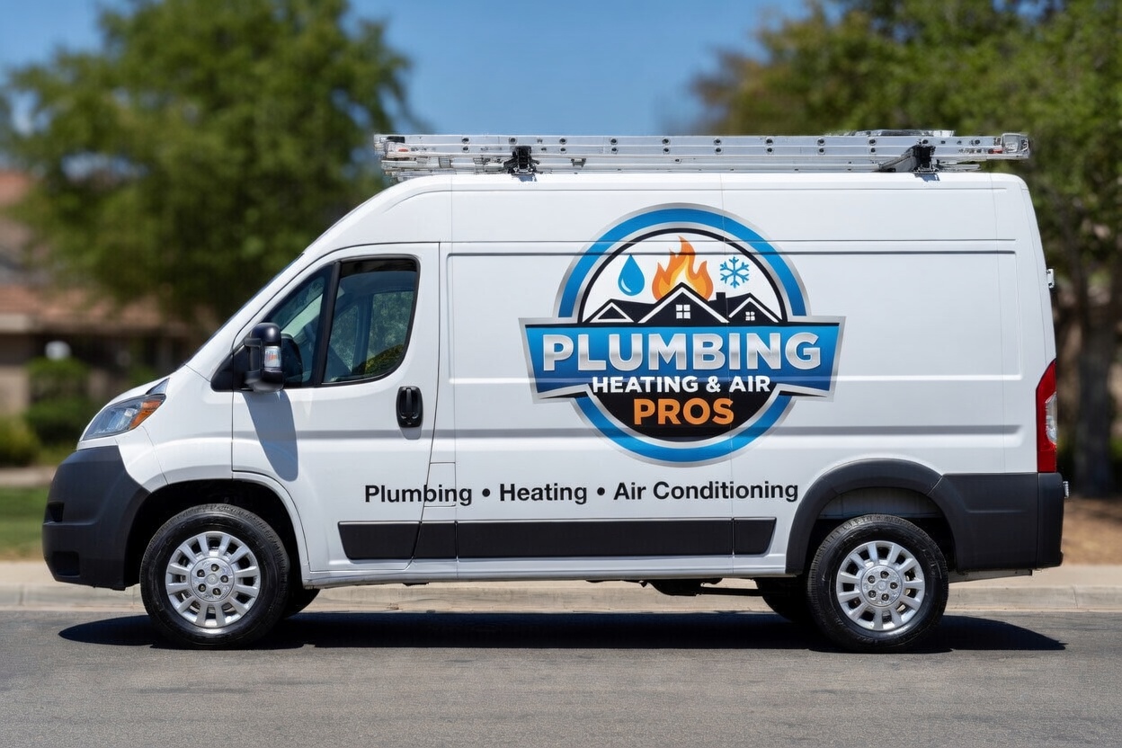 Local plumbing heating and air service van serving Temple City